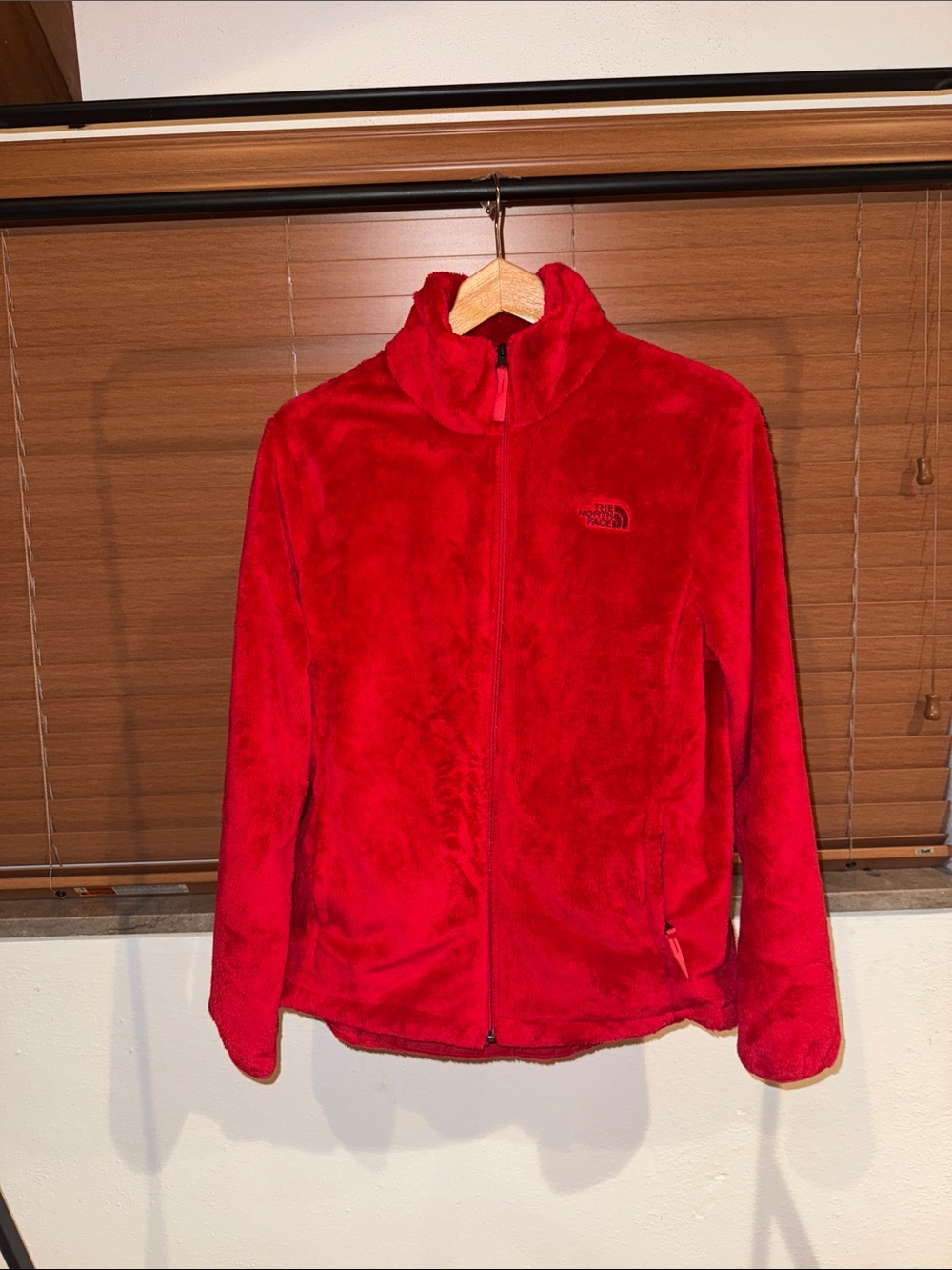 The North Face Red Full-Zip Teddy Fleece Jacket